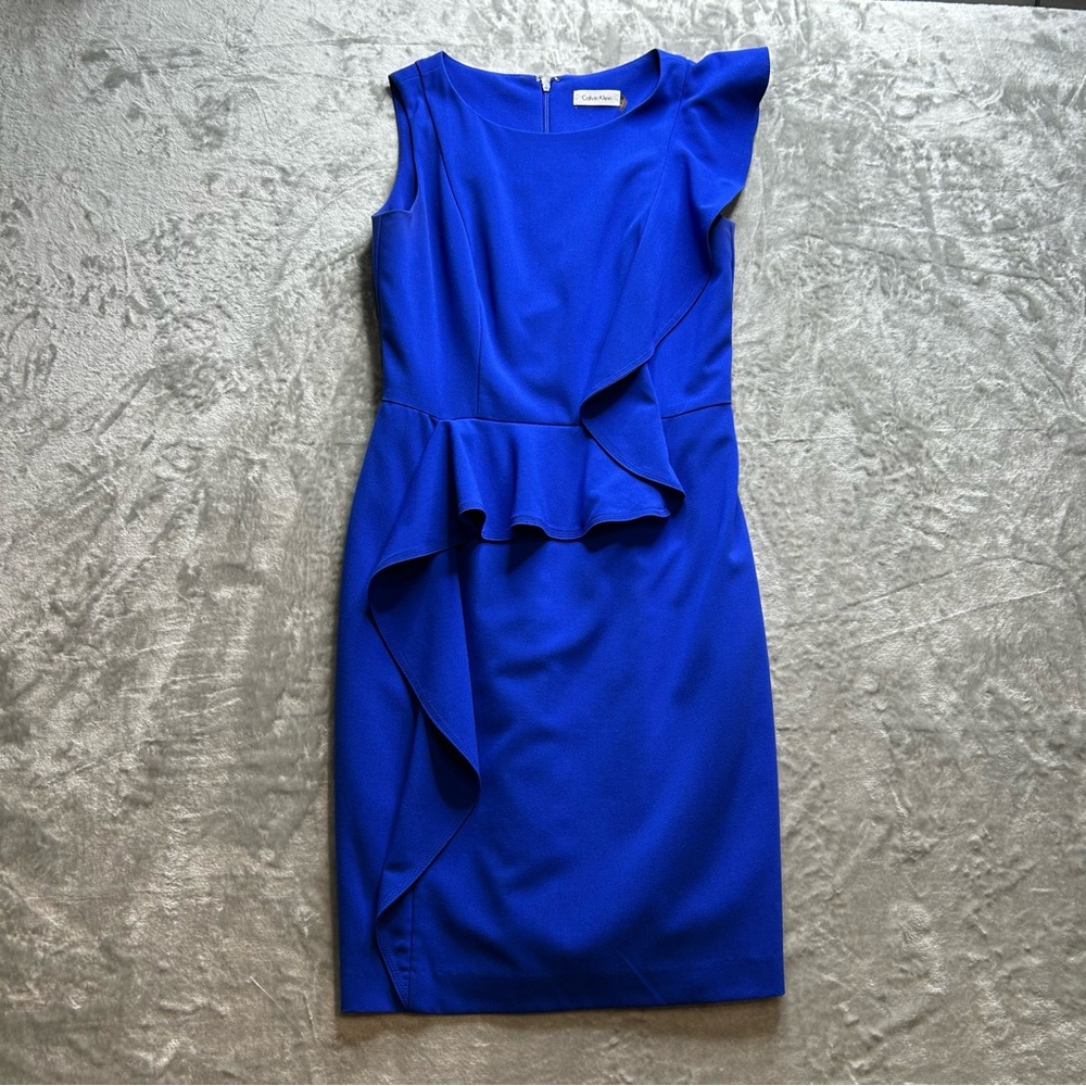 Calvin Klein Blue Ruffle Dress - Picture 4 of 7